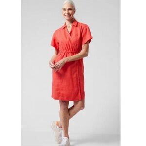 ATHLETA Playa Linen Wrap Dress Passionfruit Coral Size 2